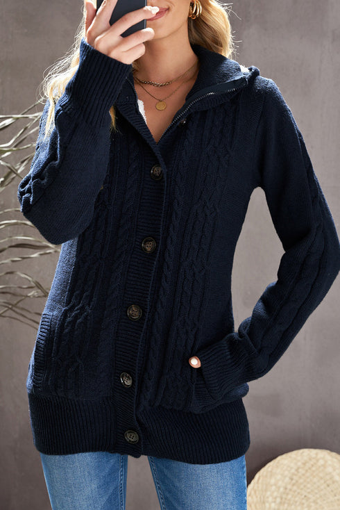 Long Sleeve Button-Up Hooded Cardigans